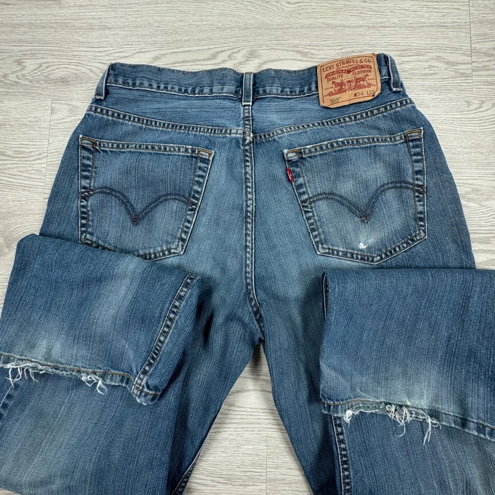 Levi's Men's Jeans 559 Relaxed Straight Blue Size 34x32 Medium Wash Cotton Denim